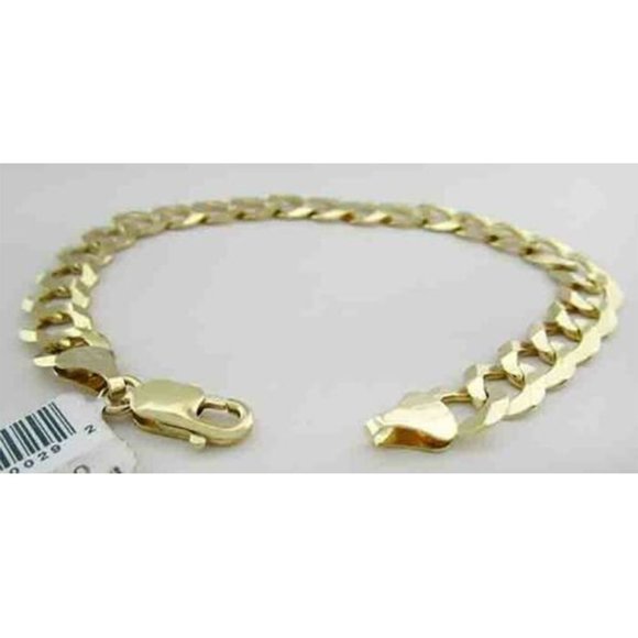 Curb Chain Bracelet 10 Mm For Men Solid 10k Gold